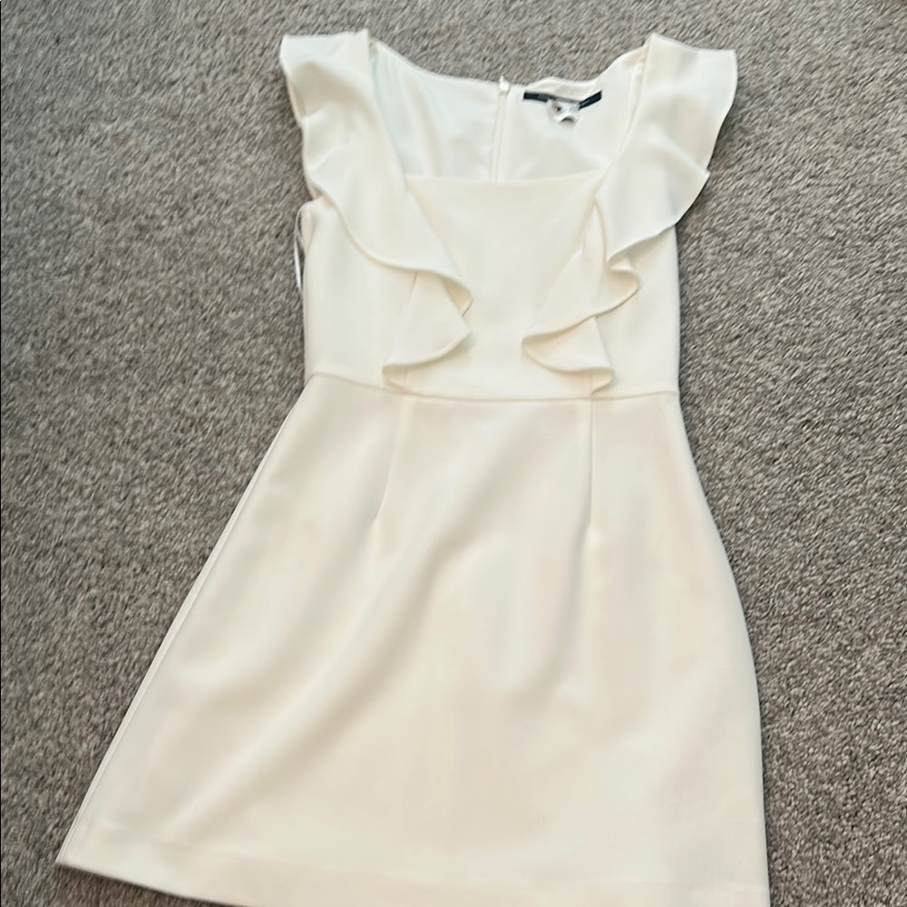 French Connection Cream Ruffle Mini Dress